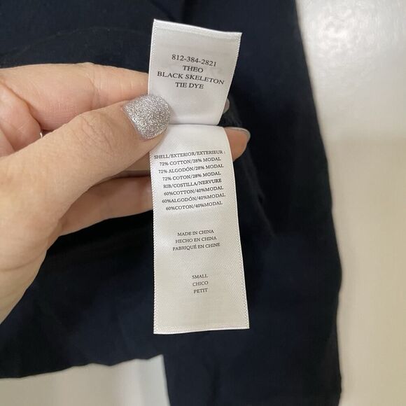 NEW! RAILS Theo black skeleton Tie Dye pullover black crewneck sweater SMALL - Picture 4 of 5